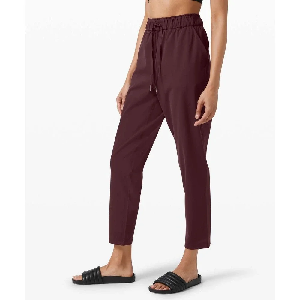 Lululemon Keep Moving Pant 7/8 High Rise Pockets Stretch Cassis Maroon Size 14 - Picture 1 of 13